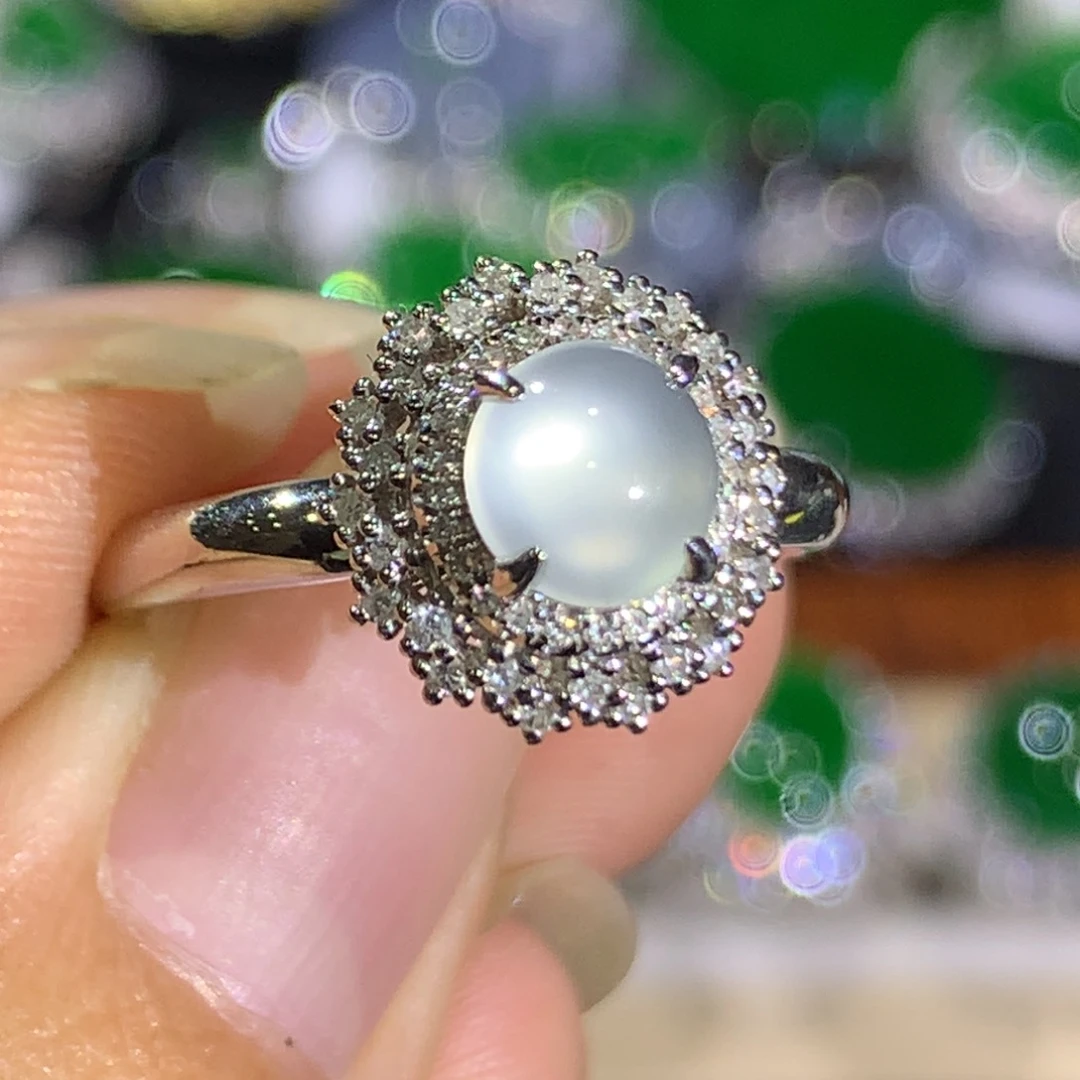 翡翠戒指18K金镶嵌8、