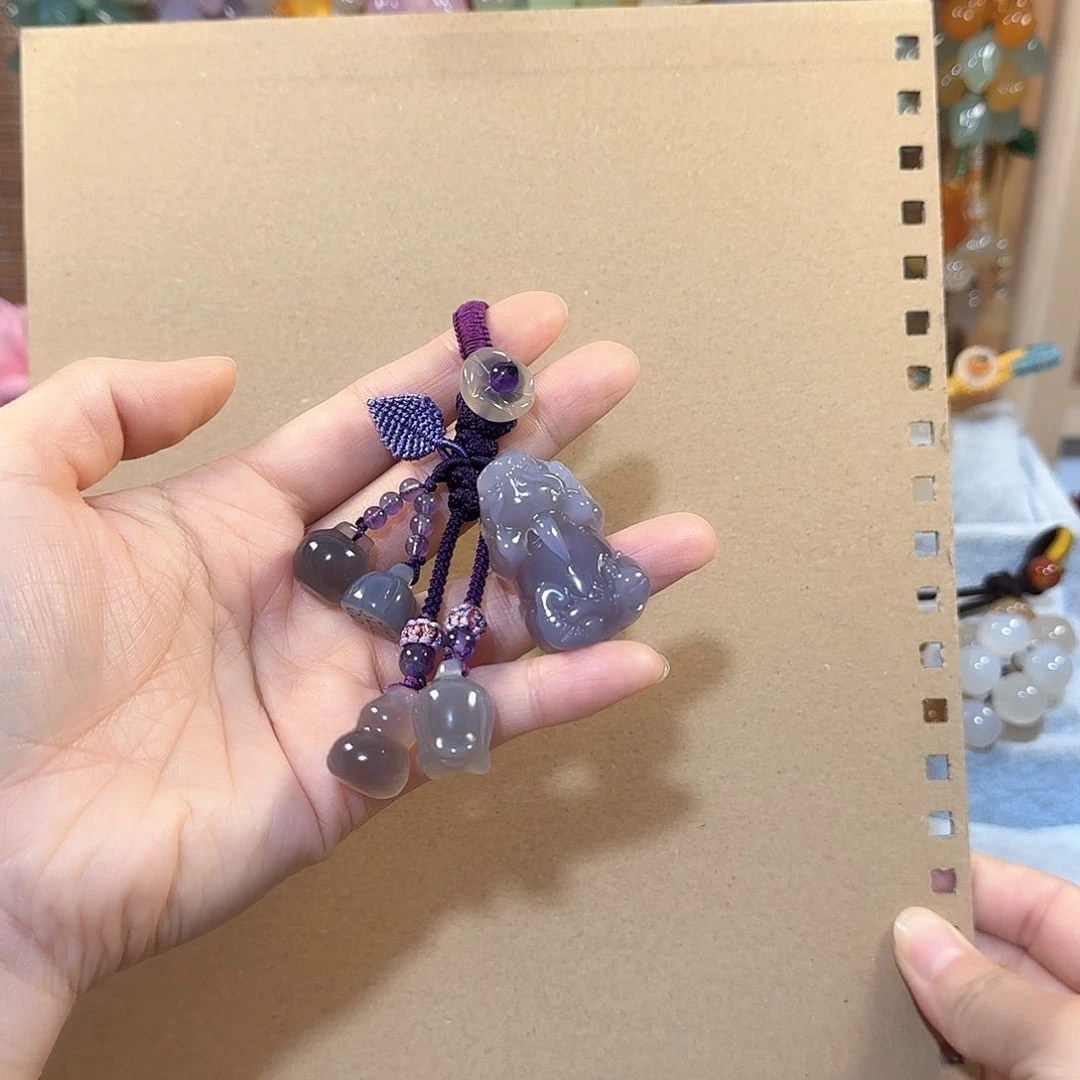 玛瑙/玉髓钥匙挂件未镶嵌@***言