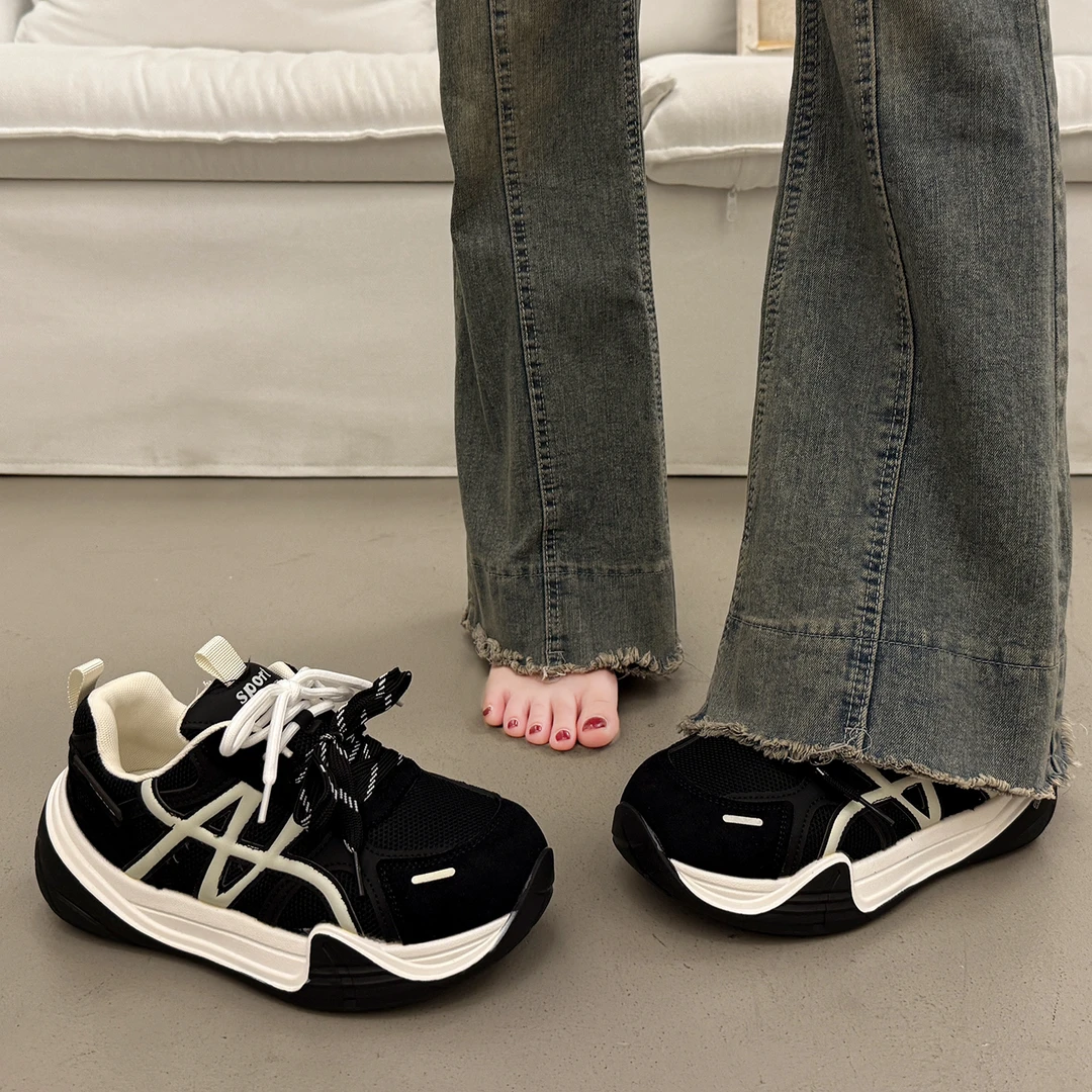 爆款百搭厚底老爹鞋女增高德训面包鞋2025超火新款秋季休闲运动鞋