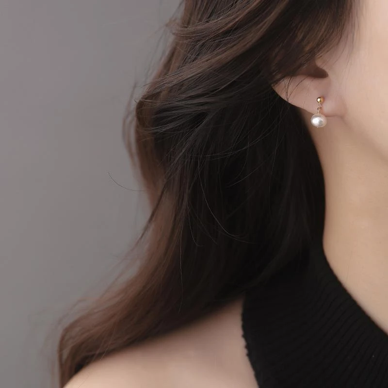 合金仿珍珠耳饰 ZHIO法国【设计师】 纯银淡水真珍珠耳坠水滴小耳