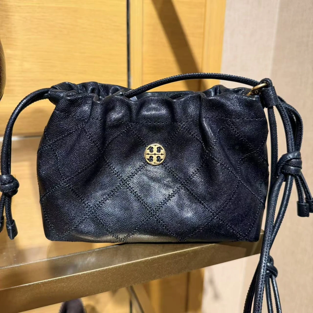 TORYBURCH/汤丽柏琦WILLA小福袋菱格单肩斜挎包黑色
