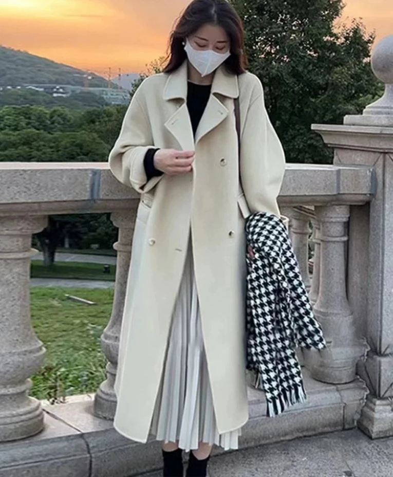 【小甜专属】100毛网红时尚百搭双面中长款韩版秋冬显瘦8279小个子