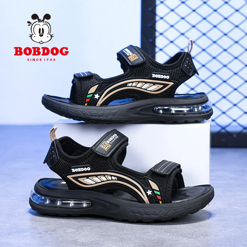 巴布豆男童凉鞋夏季新款透气男孩沙滩鞋软底百搭轻便露趾凉鞋拖鞋