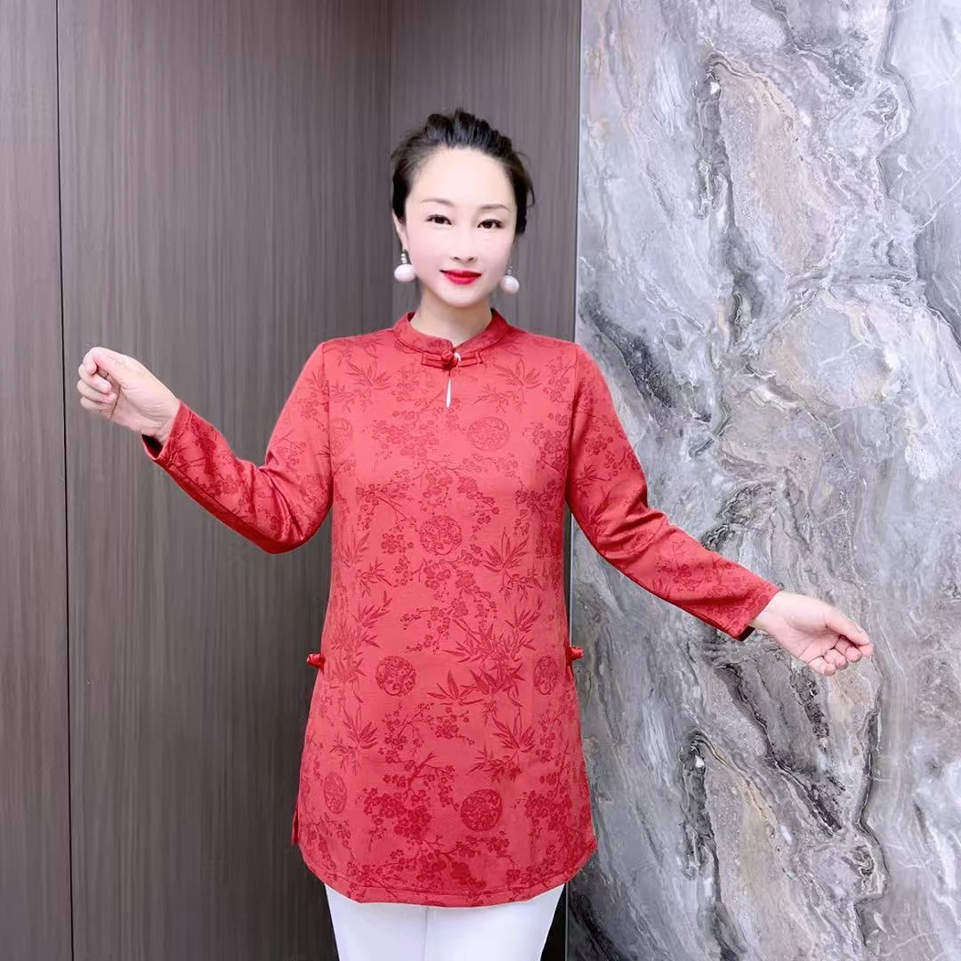 高端新中式长袖大衫35A2989