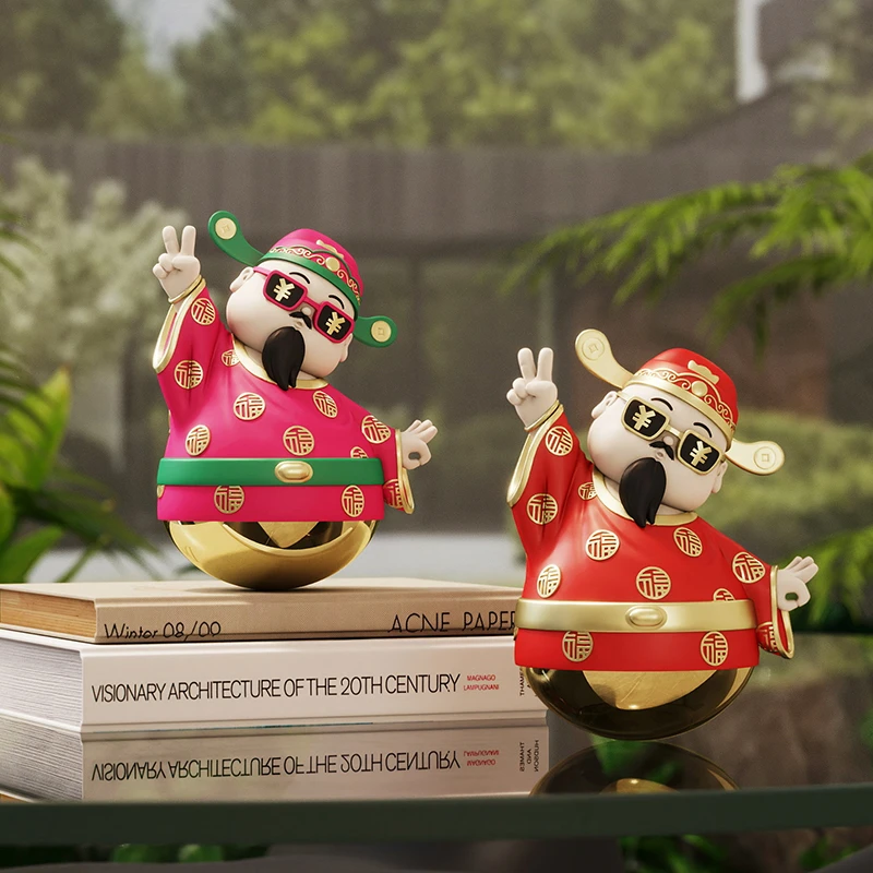 2025新款财神爷不倒翁摆件新店开业乔迁新居软装饰品高档生日礼物
