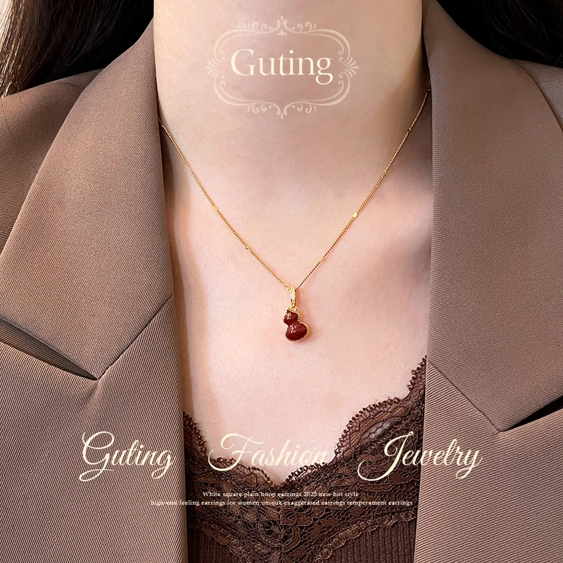 铜合金吊坠 6782金色葫芦微镶吊坠项链女锁骨链高级感轻奢小众