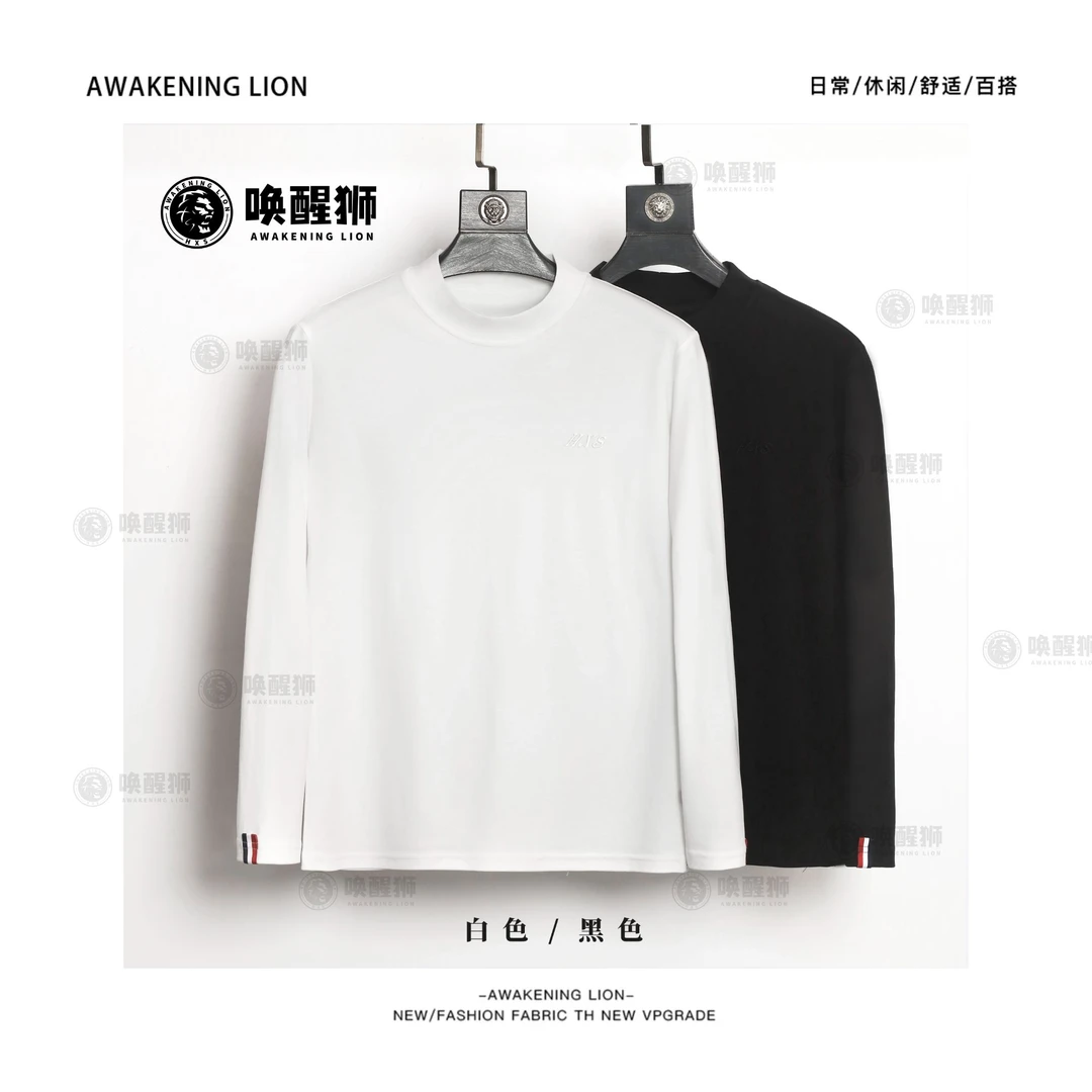 2025新款男士纯色春季高定套头舒适长袖T恤卫衣打底衫D6112休闲