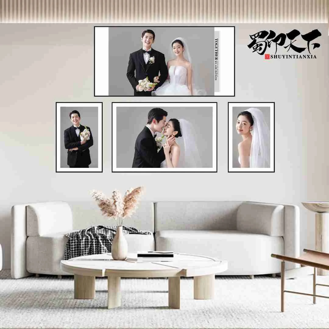 蜀印天下影楼新款高端相框挂墙照片墙组合婚纱照相框全家福宝宝