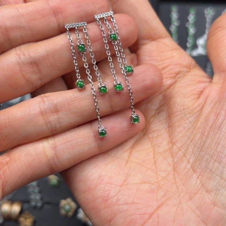 翡翠银S925镶嵌耳饰