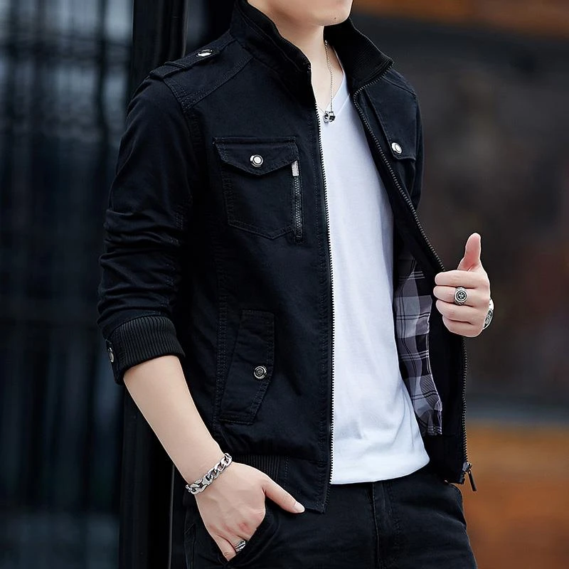 2025新款韩式新潮立领春秋季加厚牛仔工作服舒服上衣上衣