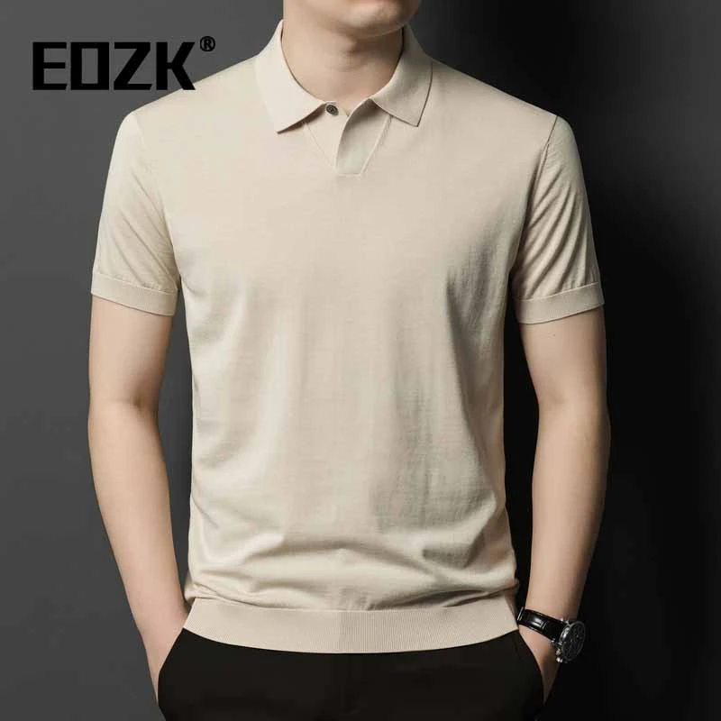 Eozk2025夏装新款短袖T恤男时尚薄款针织上衣休闲百搭半袖打底
