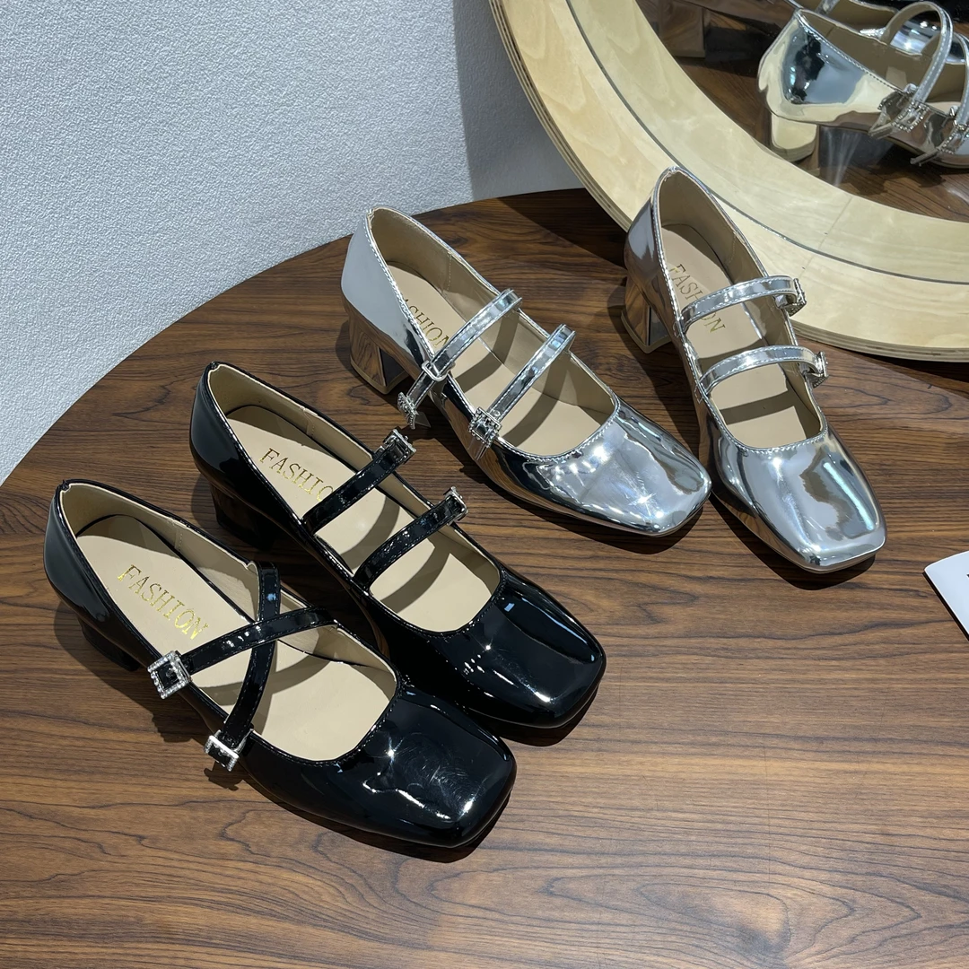 【年终清仓】法式玛丽珍浅口粗高跟鞋3502