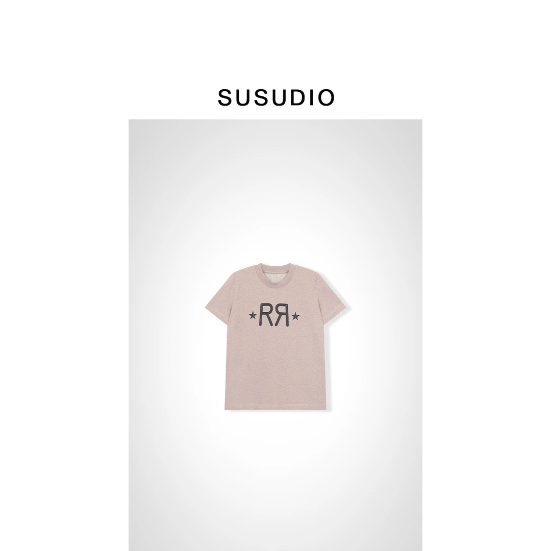 SUSUDIO③ 设计款韩系字母圆领短袖T恤10076