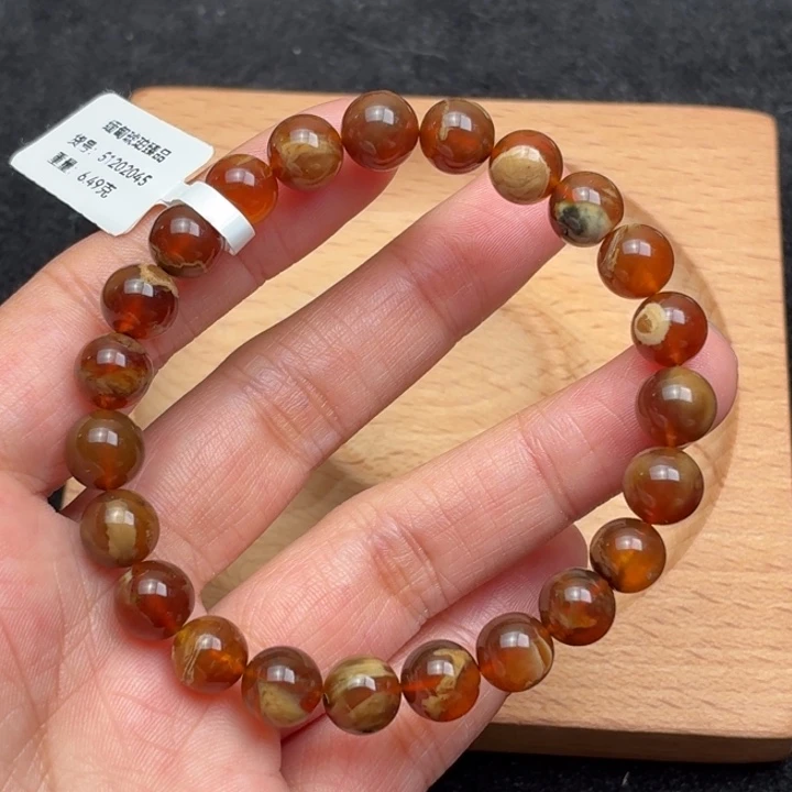 琥珀未镶嵌珠宝奇石8mm溶洞