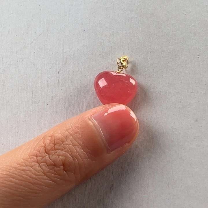 菱锰矿（红纹石）吊坠(赠链)18K金镶嵌