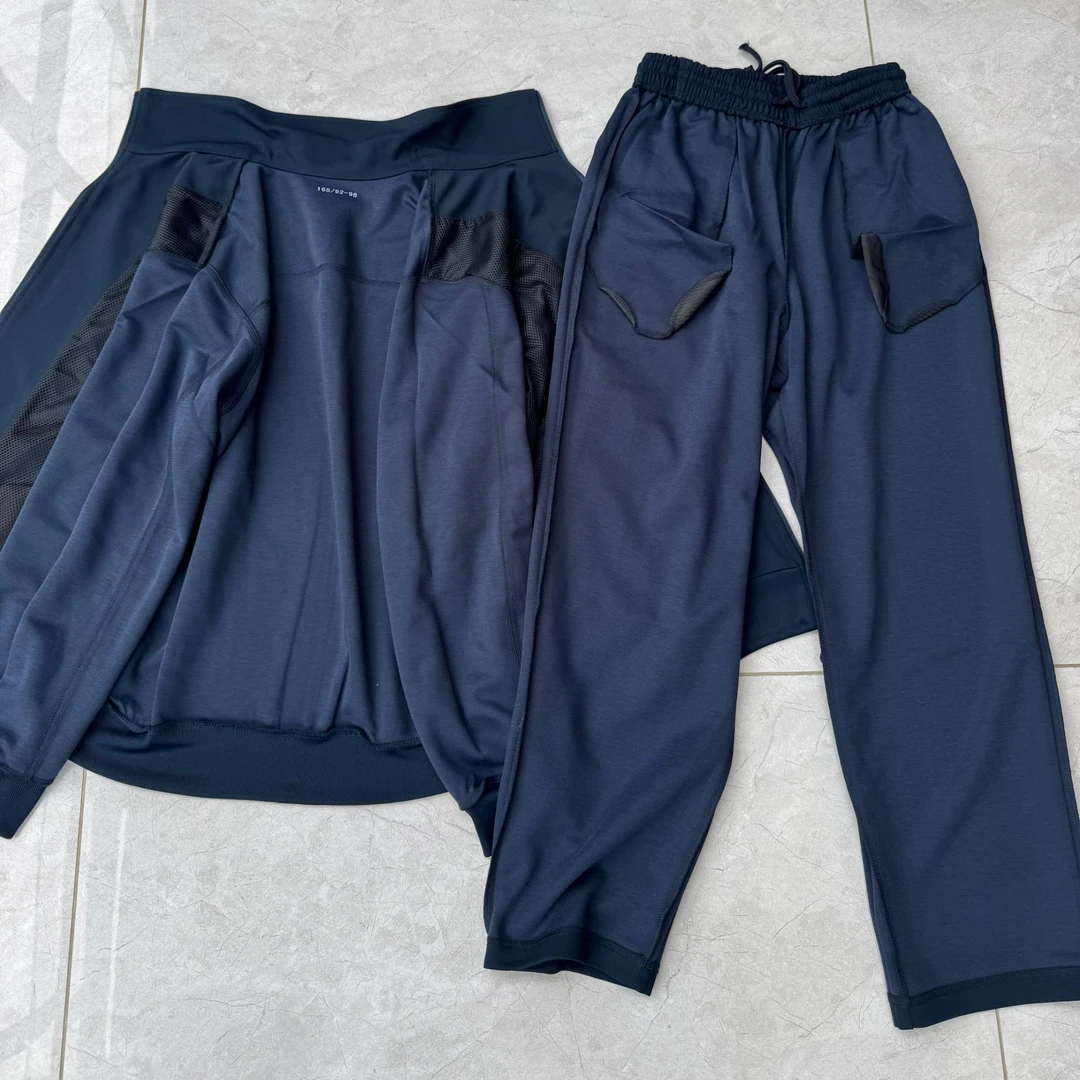 精选户外运动长袖体能服藏青色套装速干透气跑步运动服休闲服