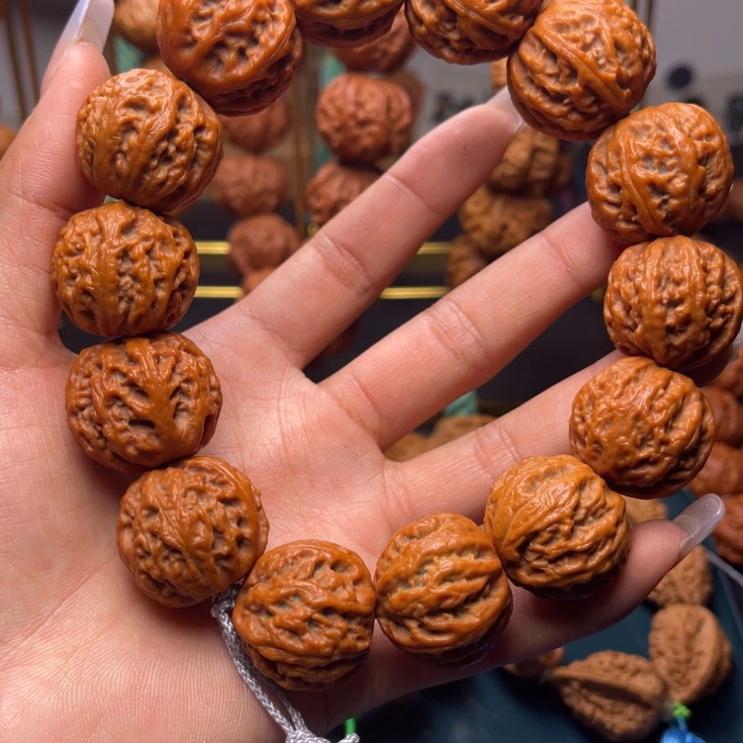 文玩核桃手串珊瑚纹磨盘14个子
