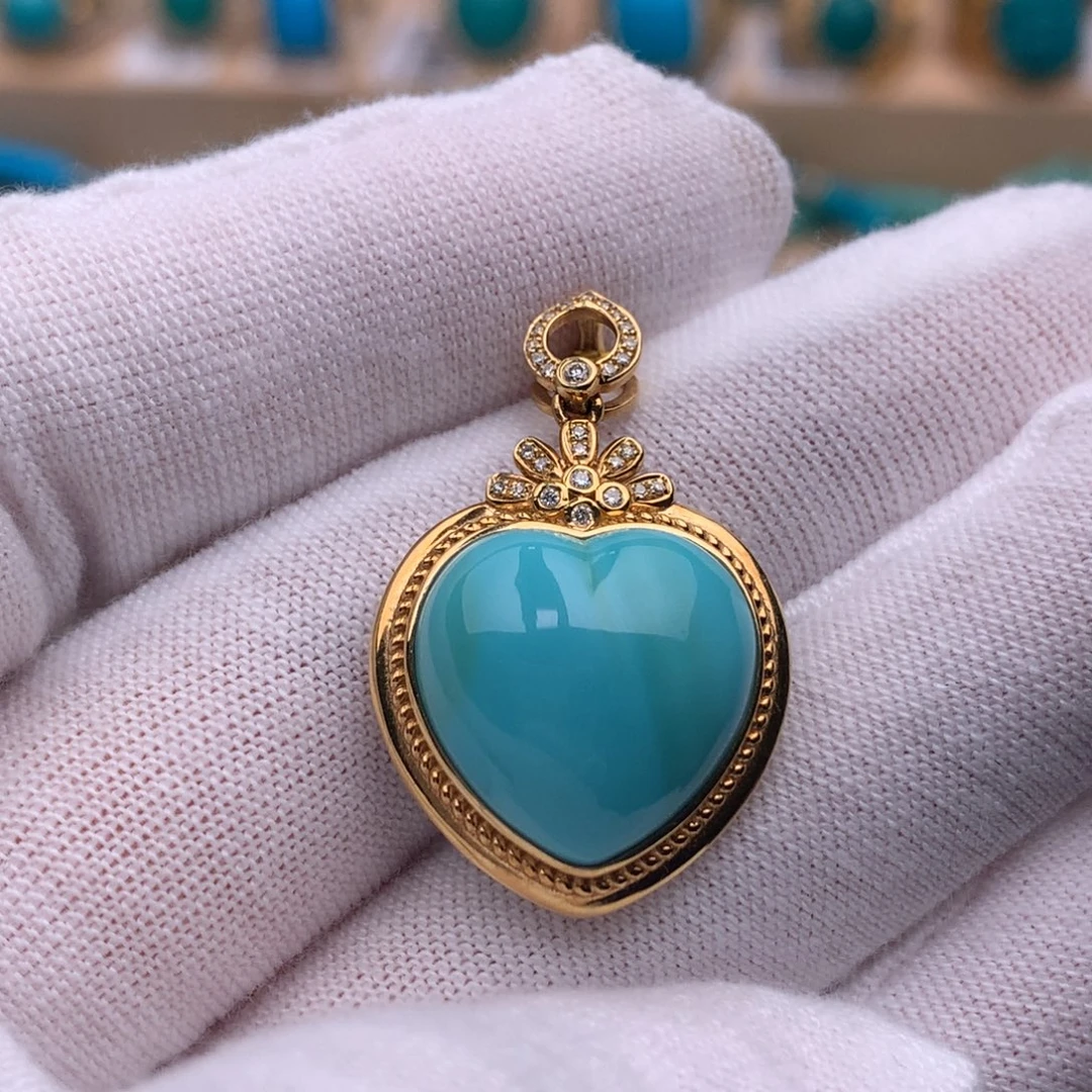 绿松石18K金镶嵌珠宝奇石