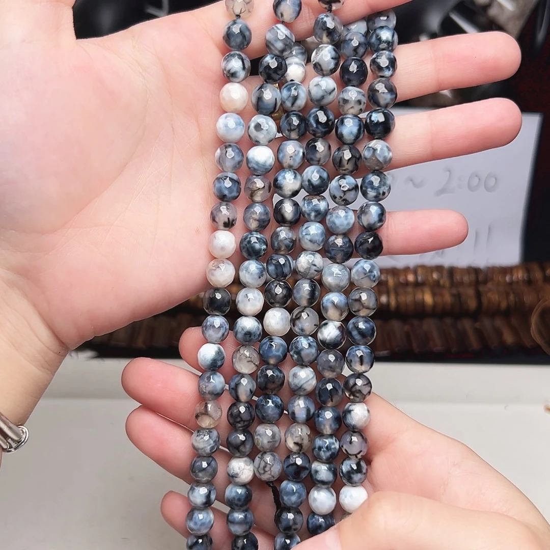 玛瑙/玉髓合金珠宝半成品h67 8m 奶皮钻切玛瑙一条