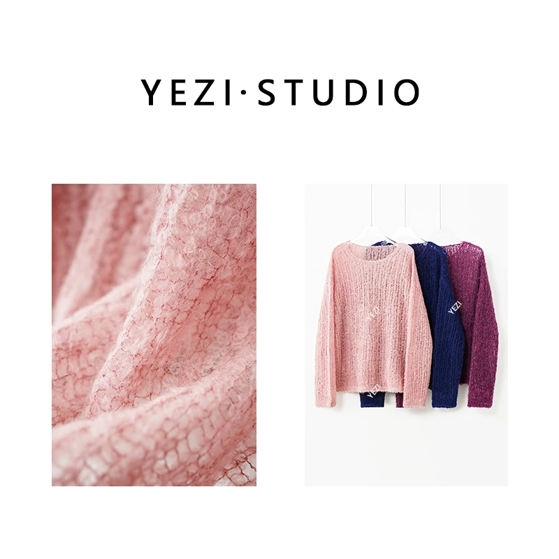 【云朵绒】奢级秘鲁进口羊驼毛圆领宽松镂空针织罩衫25318017