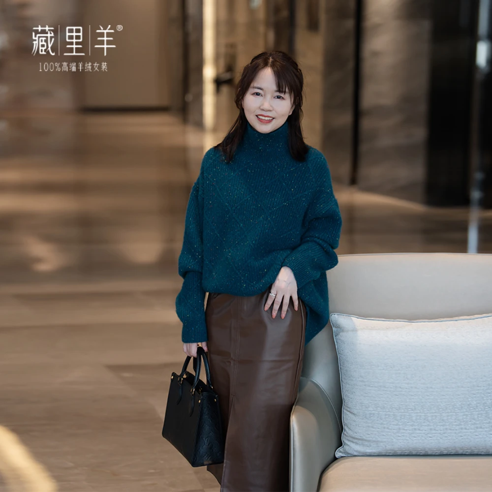 藏里羊【油画系列】定制山羊绒高领针织上衣M1189