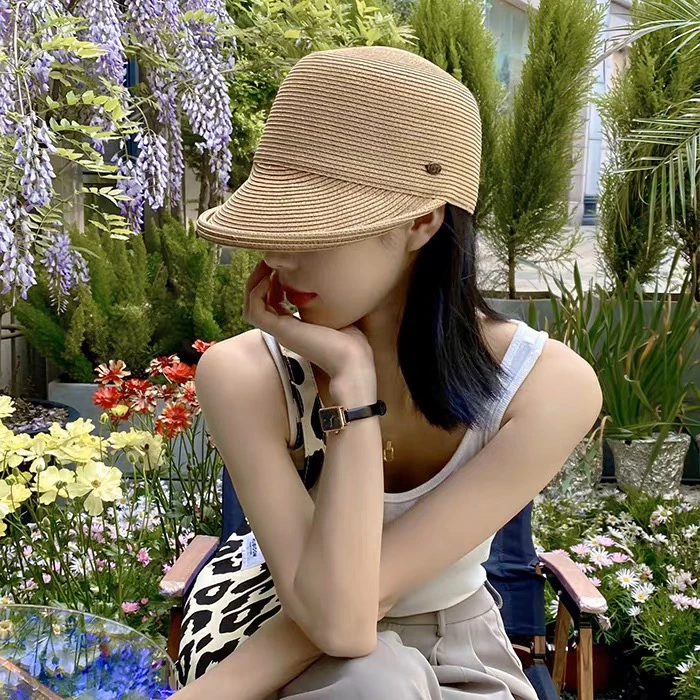 马术草帽遮脸显脸小出游日系草编渔夫帽鸭舌帽