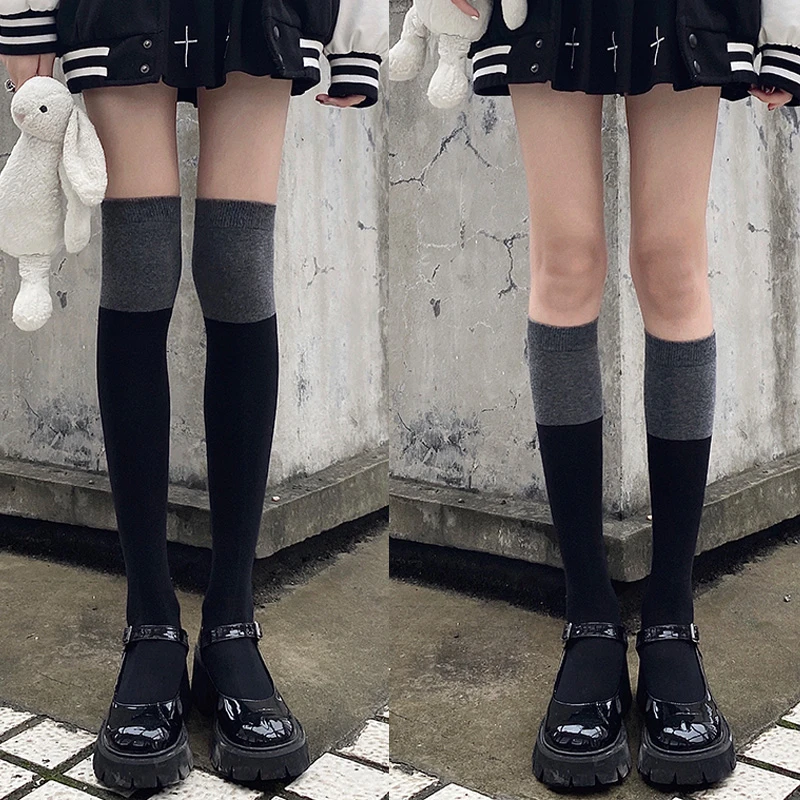 小腿袜jk袜子中筒袜丝袜黑色ins白色过膝袜制服百搭学院风显瘦