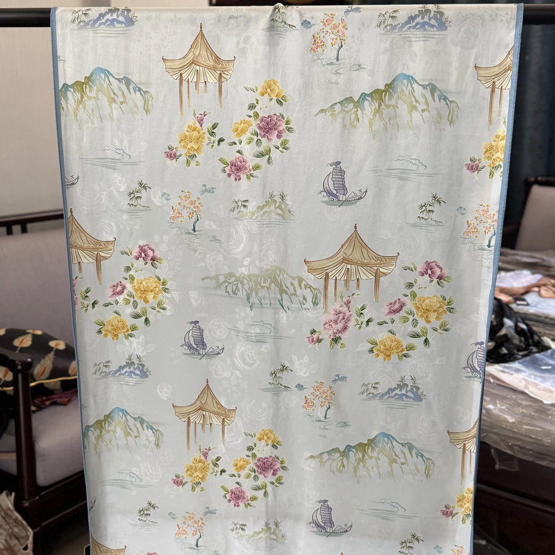 【A85-95 月下庭】180*70老料丝巾百搭女士夏季双面日常大方提花