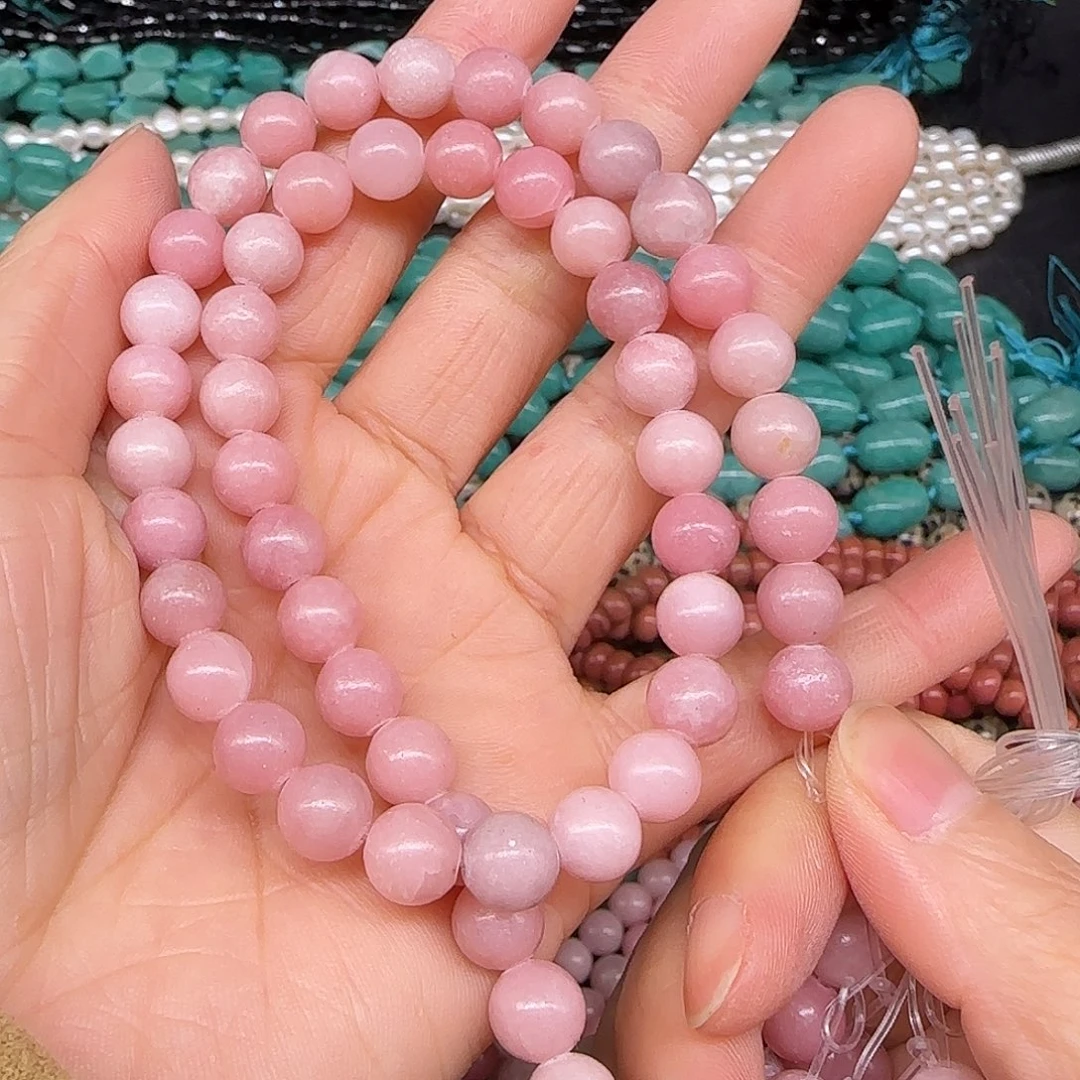 玛瑙/玉髓合金珠宝半成品粉澳宝8mm一条