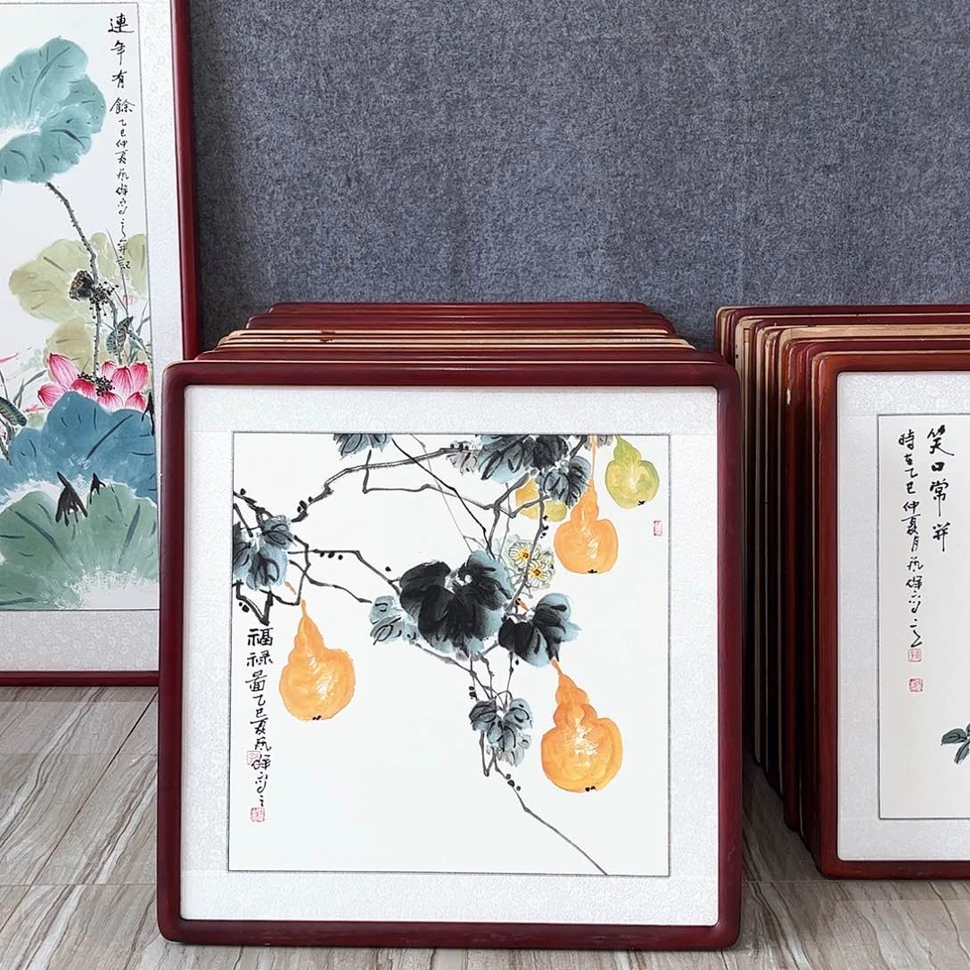 国画书画作品带框63×63