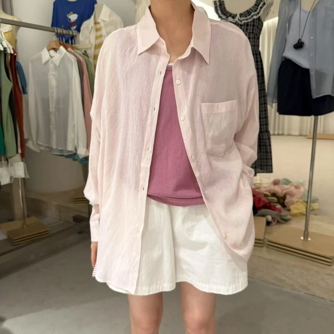 kittin@816 韩系慵懒感休闲纱感防晒衬衫（衣长72左右）4-25