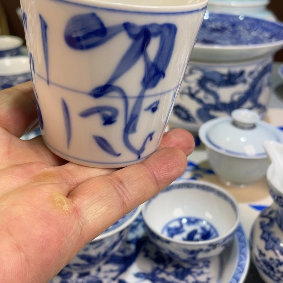 杯柴窑烧制刀纹直口杯150毫升