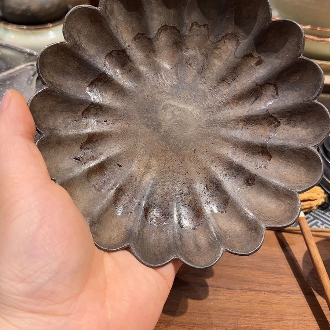 无**旅老锡花口壶承一个直径13