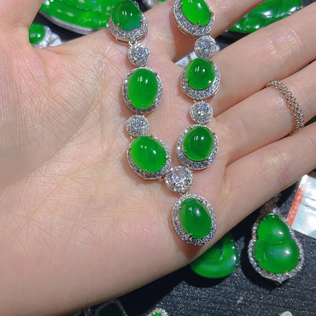 翡翠银S925镶嵌吊坠(不含链)