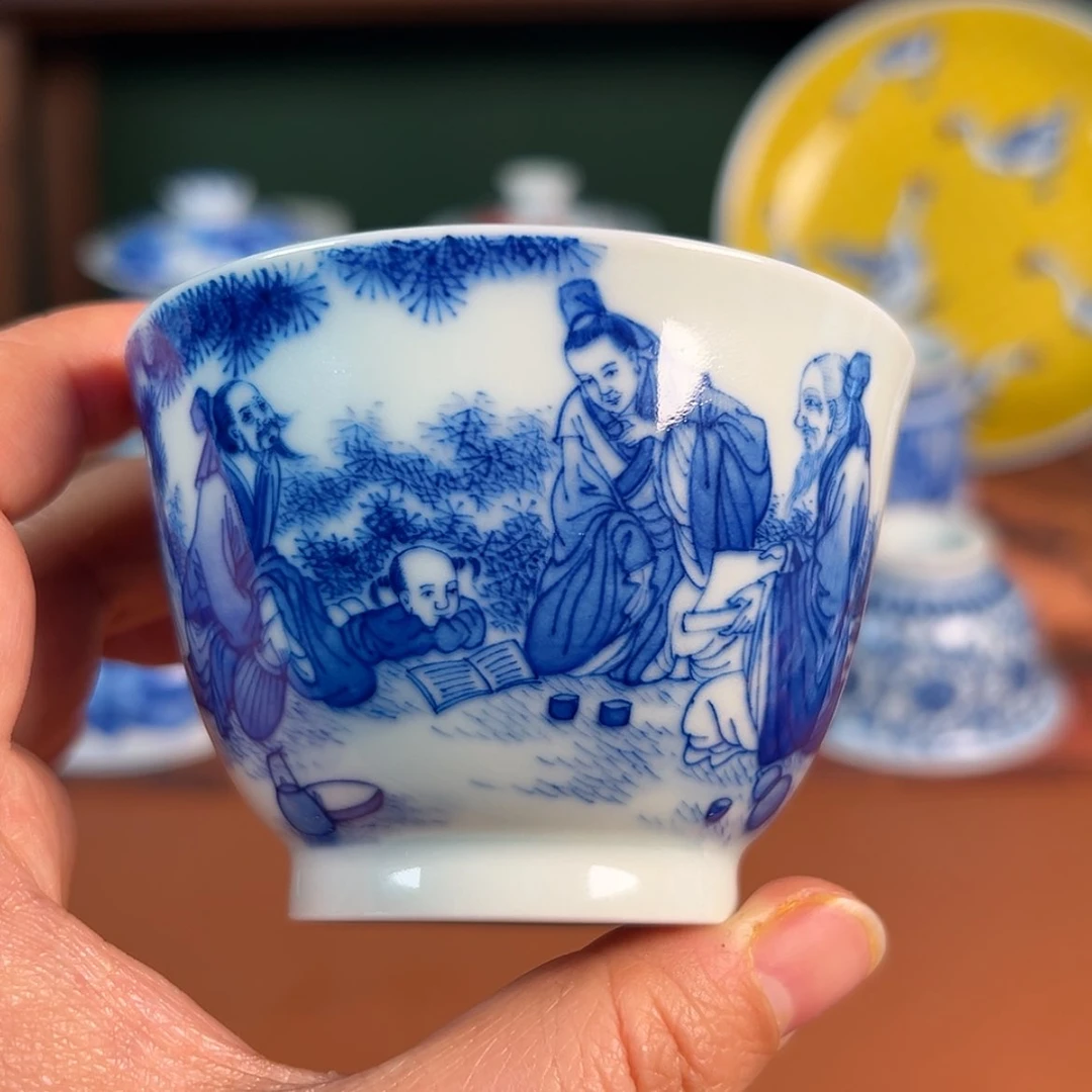 【闪购商品】杯柴窑人物杯松林雅集