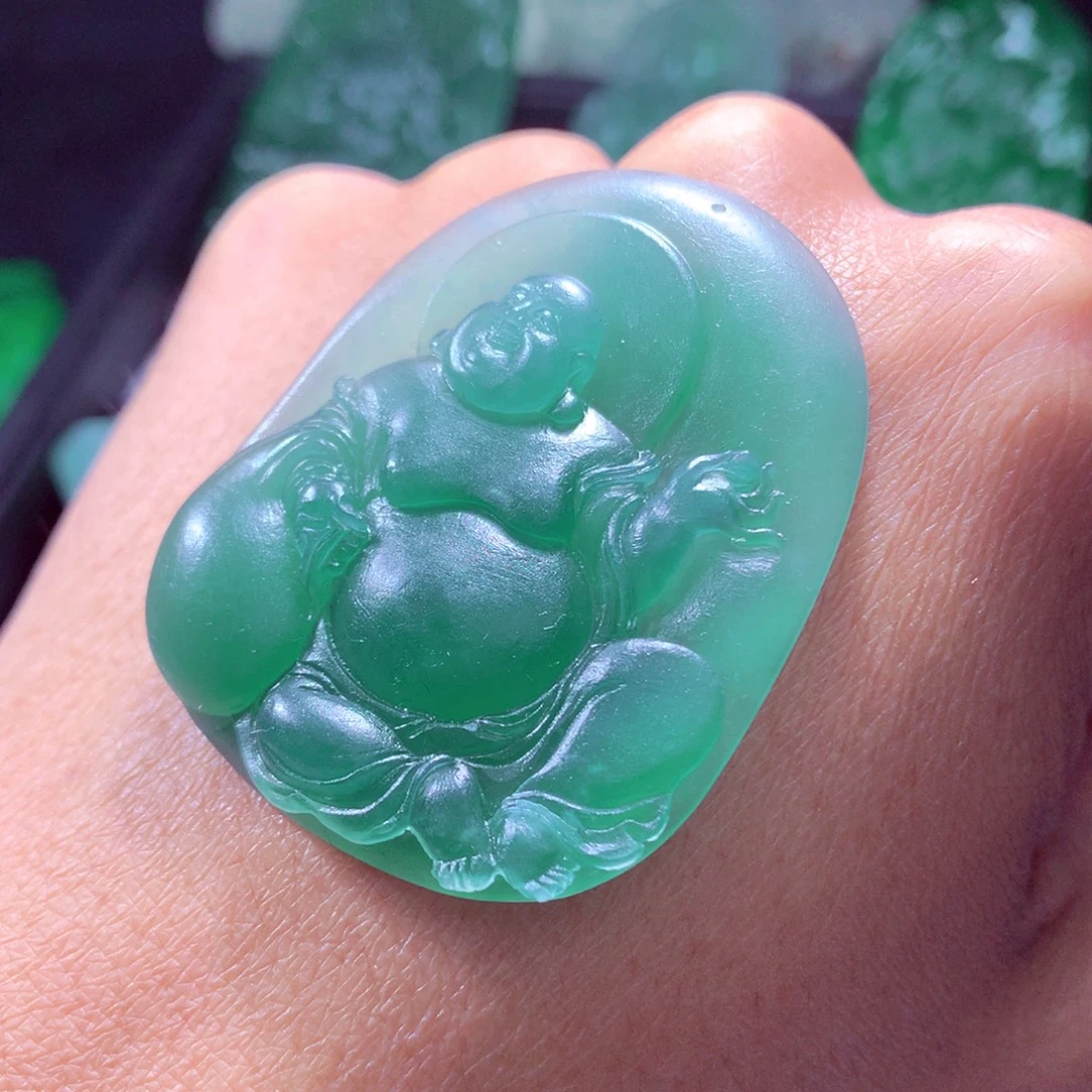 定制翡翠未镶嵌天然翡翠A货毛货挂件