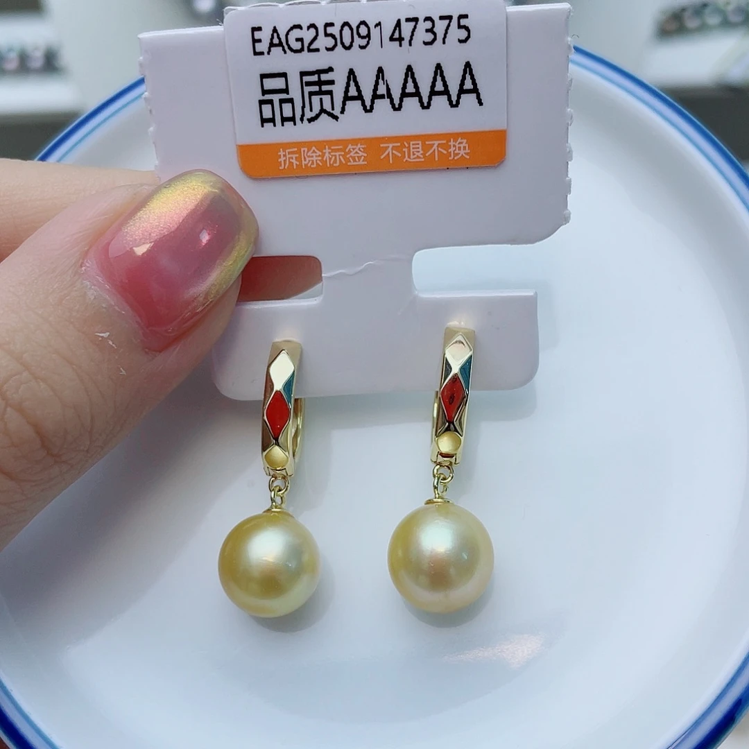 海水珍珠银S925镶嵌耳饰w35
