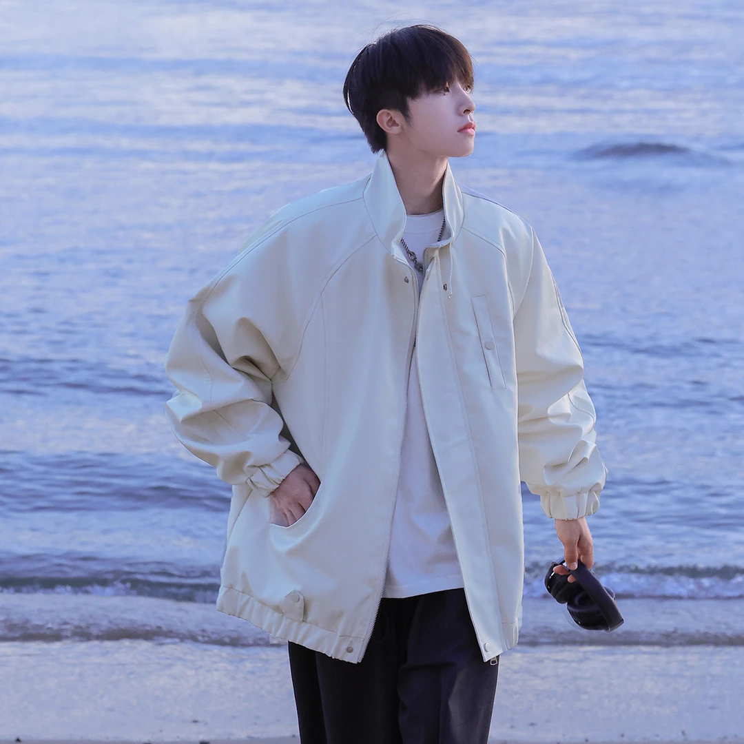 秋季男士新款夹克修身型舒适皮衣日系港风高日系男士秋季皮衣