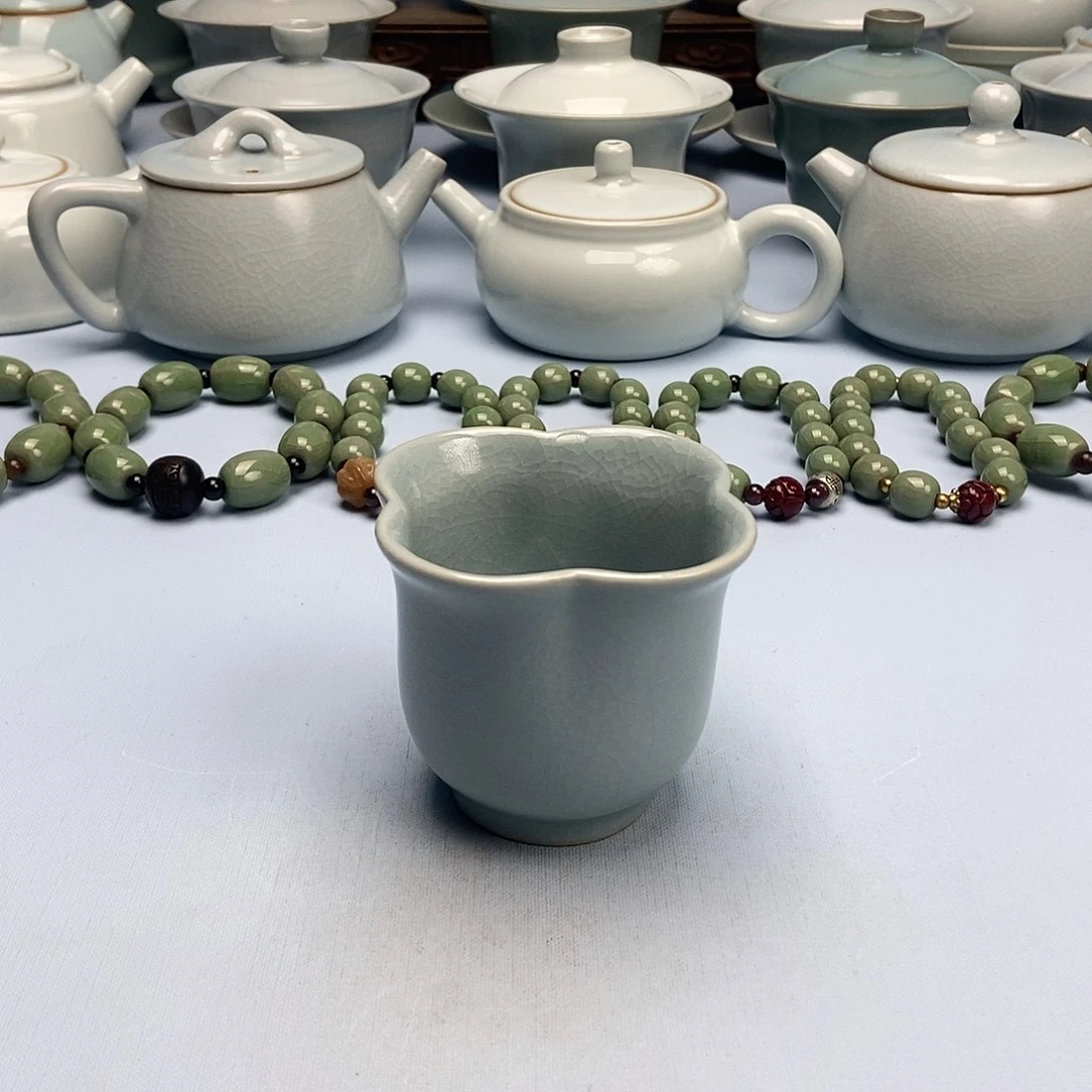 杯仿古天蓝釉梅花杯原矿原釉原产地