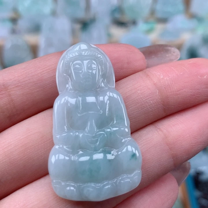 翡翠未镶嵌颈饰玉观音吊坠