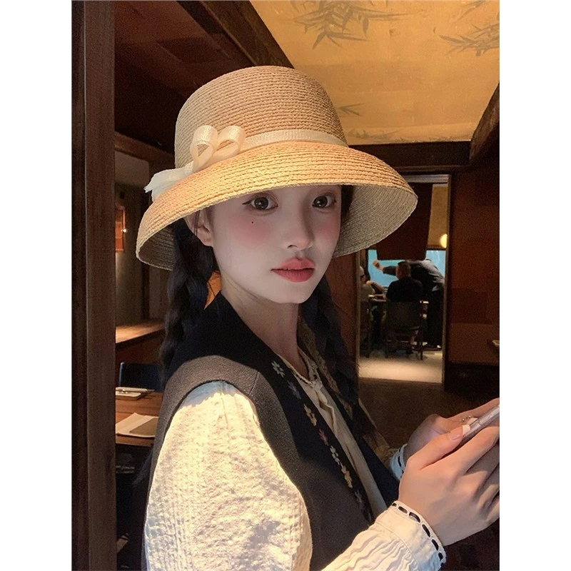 『高品质版』赫本风草帽子女2025新款夏季防晒遮阳渔夫帽盆帽礼帽