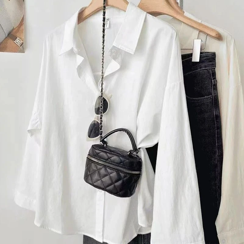 宽松百搭春夏简约纯棉显瘦新款休闲设计衬衫女装长袖防晒衬衣