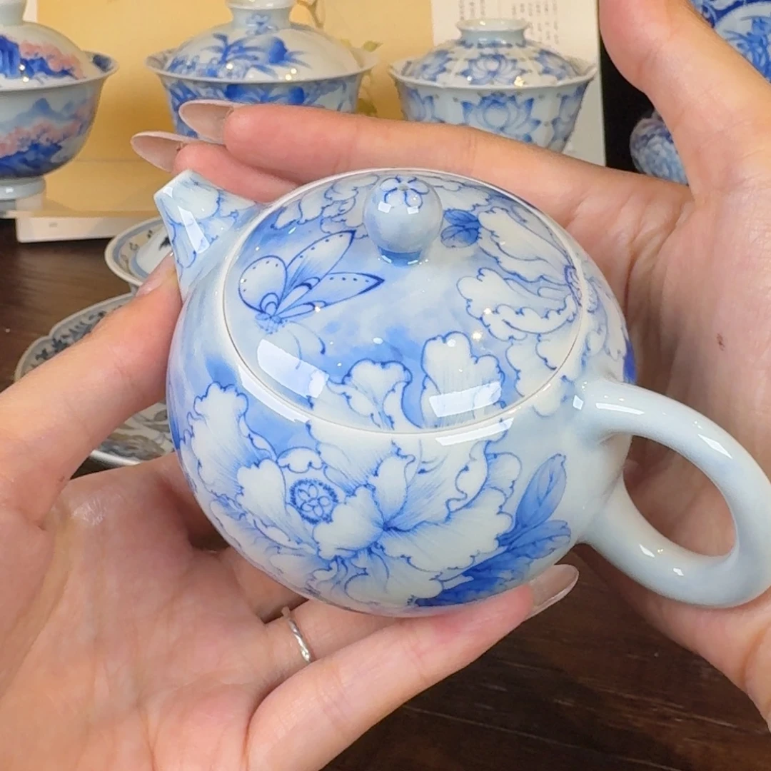 青樵轩淡描牡丹西施壶