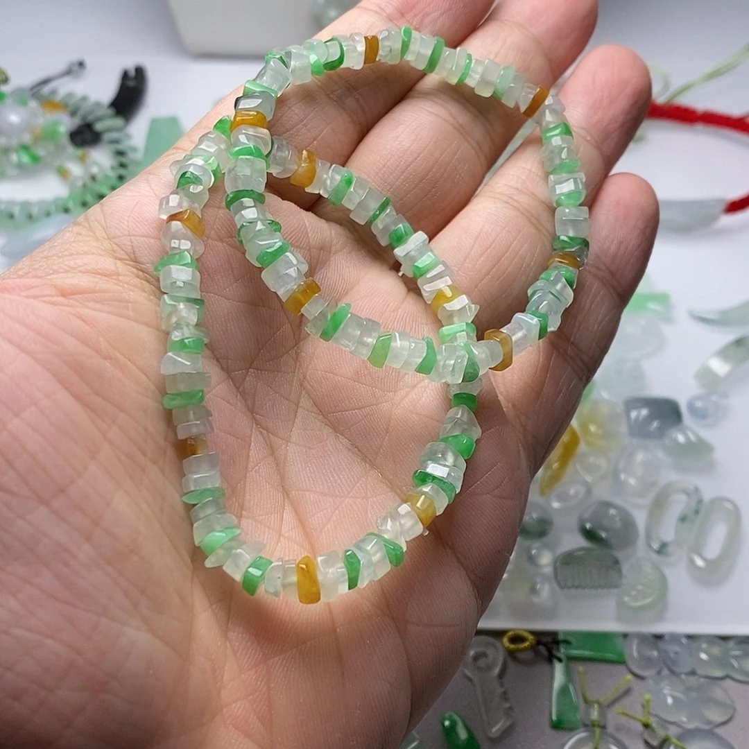 麻***啡翡翠未镶嵌手串天然翡翠