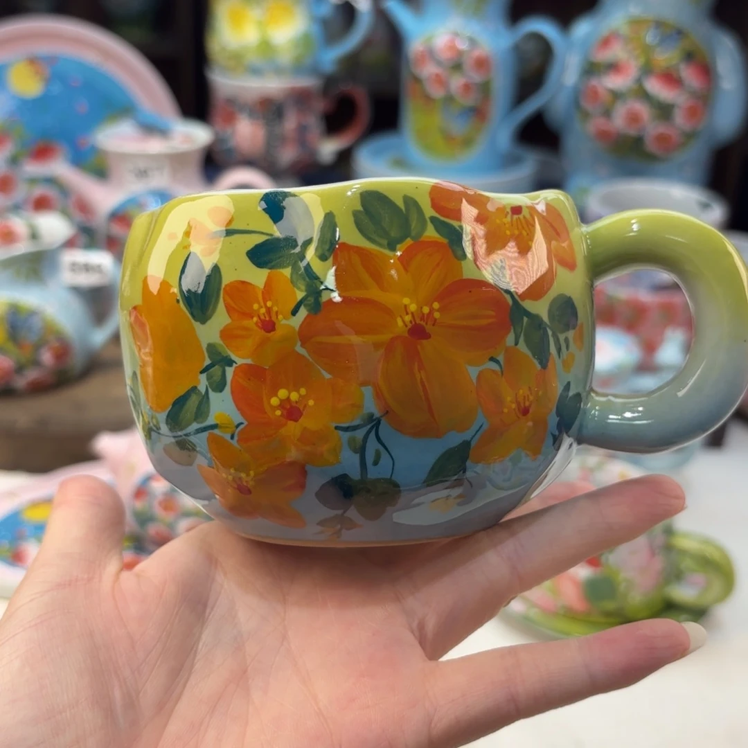瓷片景德镇手绘高温釉下彩陶瓷茶具