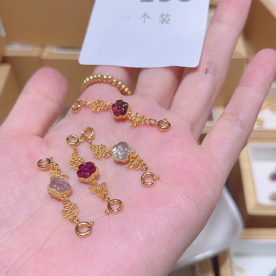 银S925镀金镶嵌珠宝半成品水晶138 。