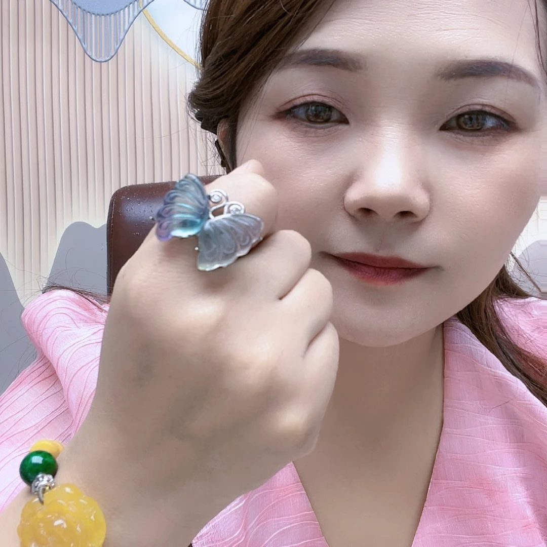 【闪购商品】银S925镶嵌戒指萤石