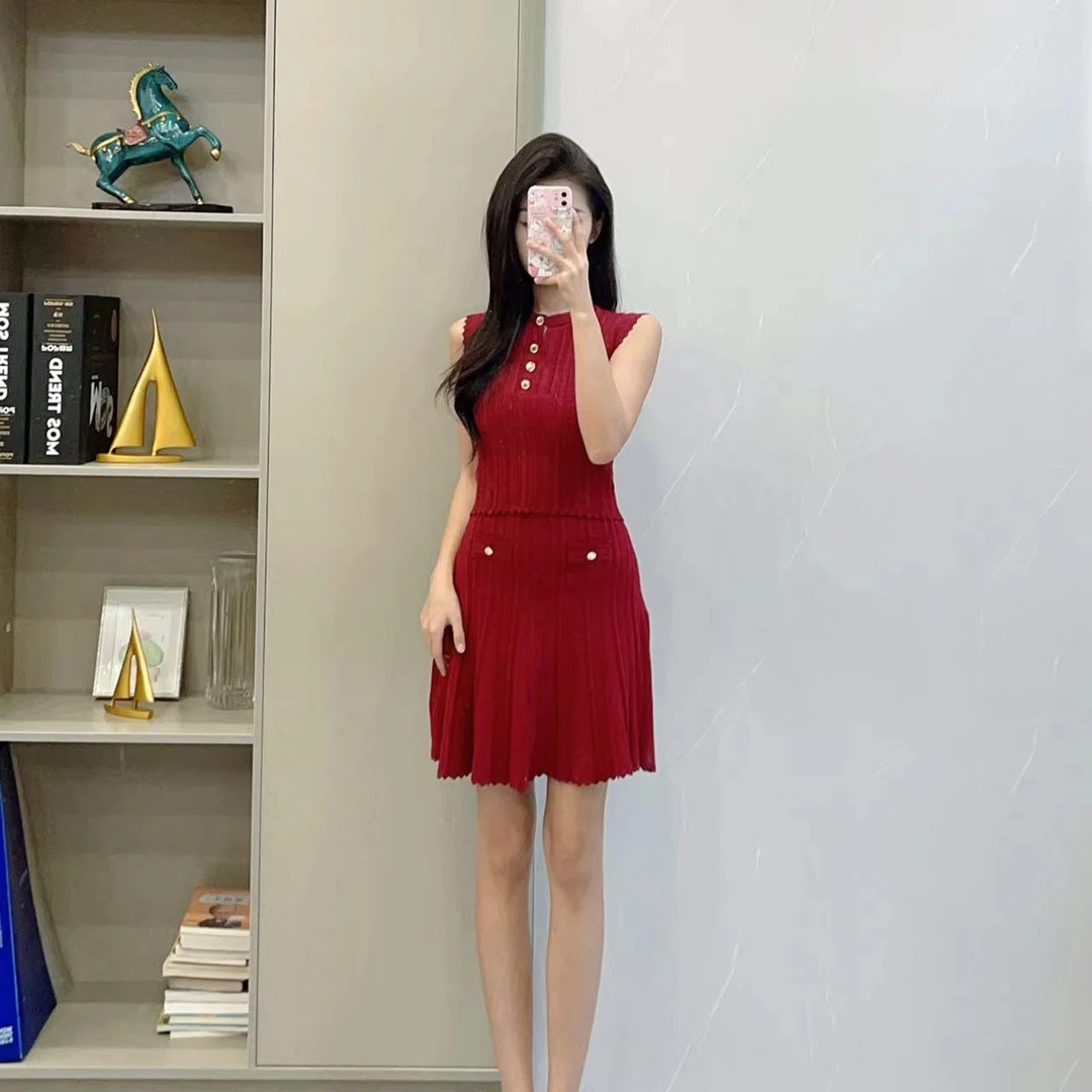 315/316/370显瘦气质修身无袖包臀时尚短款针织套装