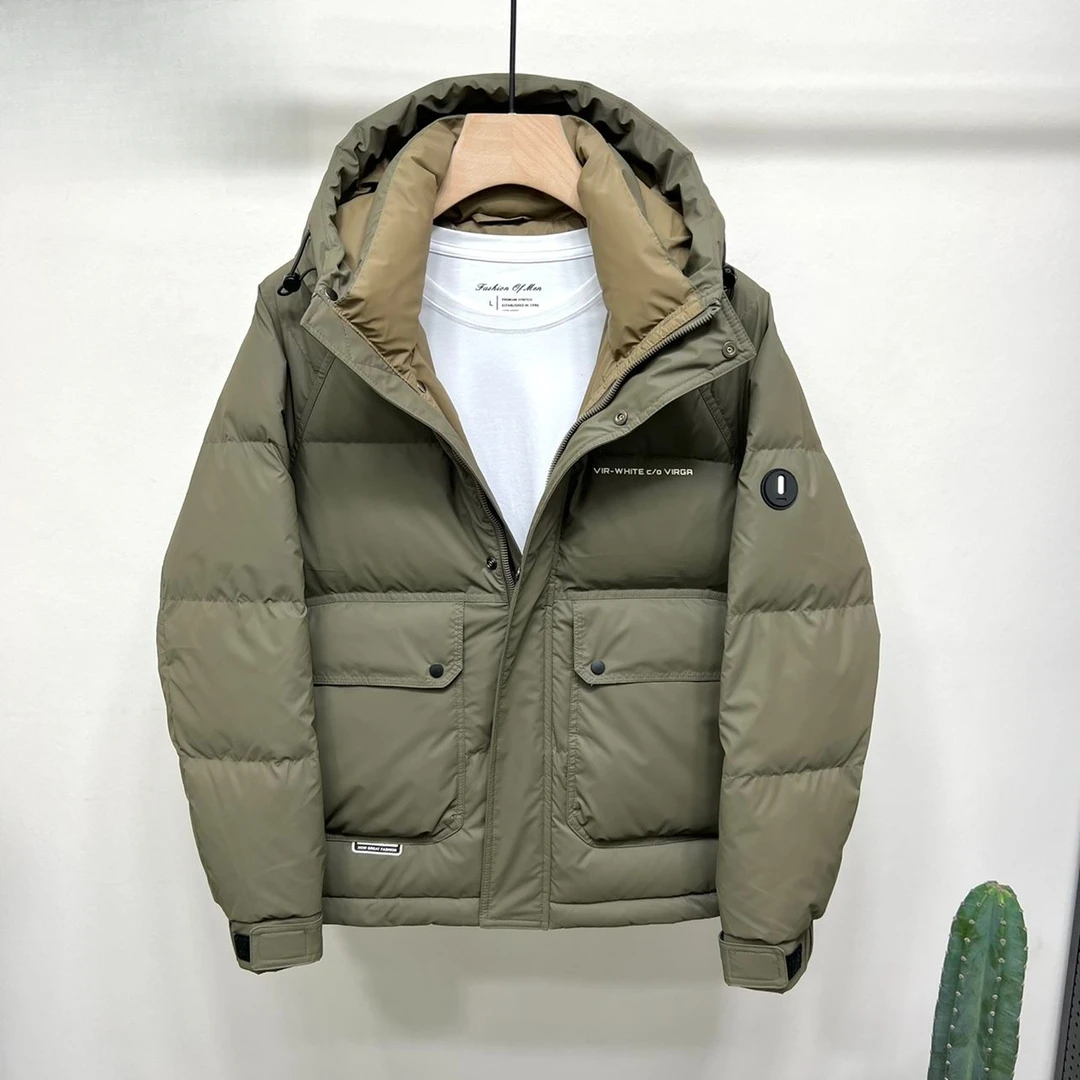 冬季羽绒服男士2024新款连帽保暖外套潮牌轻薄时尚简约百搭加厚
