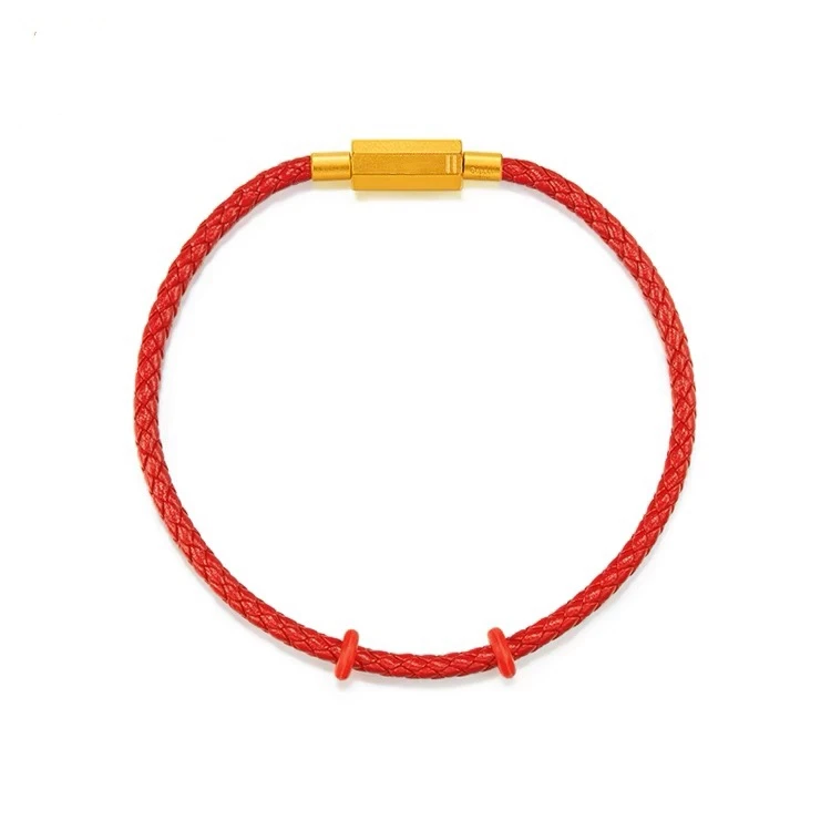 周大福ENZO红色手绳（皮绳）